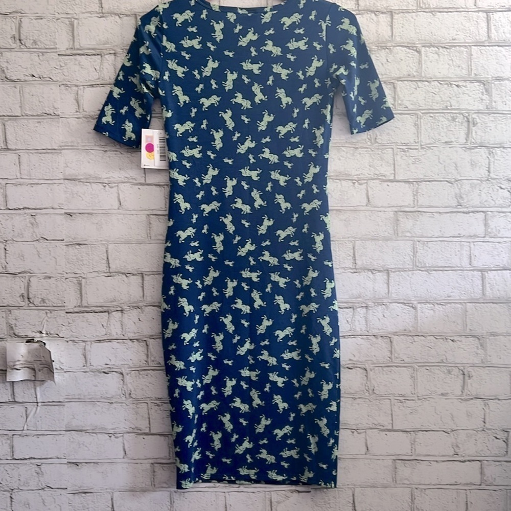 NEW! Short Sleeve T-shirt Midi Dress:LuLaRoe Julia size XXS Unicorn - Picture 3 of 9
